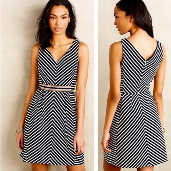 Anthropologie Dresses & Skirts - Anthropologie Maeve navy and white miter stripe sleeveless dress